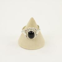 Zilveren Ring met Zwarte Onyx Maat 17 (Sterling Zilver 925) - thumbnail