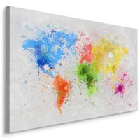 Schilderij - De wereld in Waterverf, Wereldkaart, premium Print - thumbnail