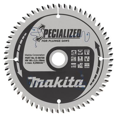 Makita Accessoires Invalcirkelzaagblad gemelamineerd | Specialized 165x20x2,0 60T 5g - B-56786