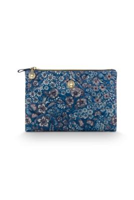 Pip Studio Pip Studio Charly Cosmetic Flat Pouch Medium Quilted Daisy Dreams Blue 24x1x15.5cm