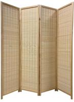 Fine Asianliving Bamboe Room Divider Natural 4 Panel - thumbnail