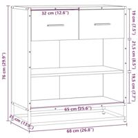 Dressoir 68x35x76 cm bewerkt hout grijs sonoma eikenkleurig - thumbnail