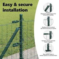 VidaXL Hek met paal groen 0,6 x 10 m staal en pvc - thumbnail