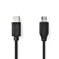 Nedis USB-Kabel | USB 2.0 | USB-C Male | USB Micro-B Male | 60 W | 480 Mbps | Vernikkeld | 1.00 m | Rond | PVC | Zwart | Label - CCGL60750BK10 - thumbnail