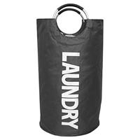 QUVIO Wasmand met handvaten - LAUNDRY - Antraciet - thumbnail
