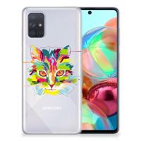 Samsung Galaxy A71 Telefoonhoesje met Naam Cat Color - thumbnail