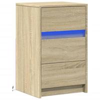 Nachtkastje met LED-verlichting bewerkt hout sonoma eikenkleur - thumbnail
