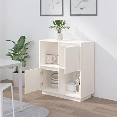 Dressoir 74x35x80 cm massief grenenhout wit