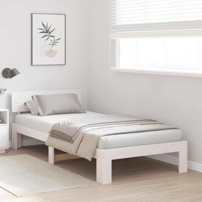 Bedframe met hoofdeinde Wit 75 x 190 cm Massief grenenhout