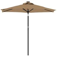 VidaXL Parasol met led&apos;s en stalen paal 225x225x212 cm taupe - thumbnail