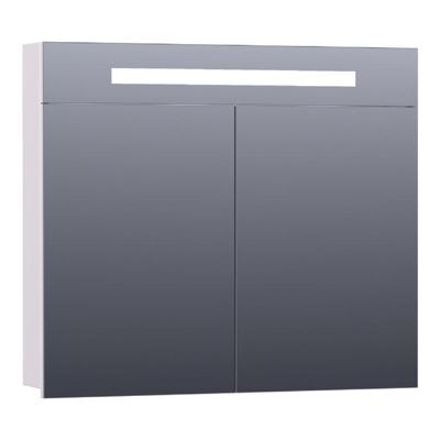 Brauer Promise Spiegelkast - 80 cm - met Directe Verlichting - 2 Enkelzijdige Spiegeldeuren - Mat Wit