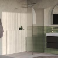 BRAUER Oblivion Flow inloopdouche helder ribbelglas 100x200 met zijwand 30 incl. glascoating Geborsteld RVS PVD - thumbnail