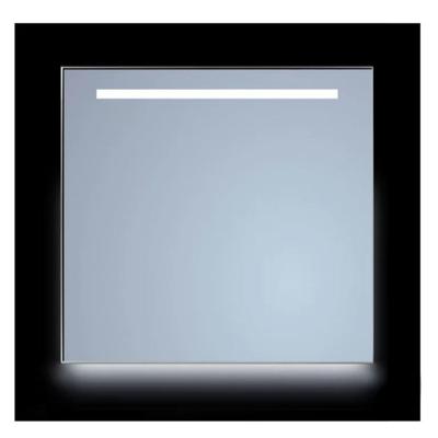 Spiegel Sanicare Q-Mirrors 65x70 cm Rechthoek Met Aan De Bovenkant & Onderzijde LED Cold White, Omlijsting Aluminium incl. ophangmateriaal Met Afstandsbediening