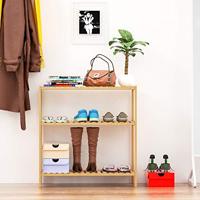 Opbergrek - Halkast - Keukenrek - Schoenenrek Bamboe met 3 vaste planken - thumbnail