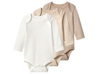 lupilu Set van 3 baby rompers (wit/beige, 86/92) - thumbnail