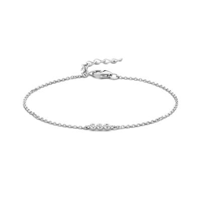 Armband Rondjes zilver-zirconia wit 1,3 mm 16-19 cm