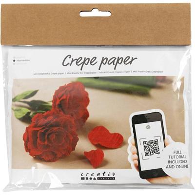 Creativ Company Mini hobbyset crêpepapier, rozen, crêpe-verhouding: 180%, 105 gr, 1 doos