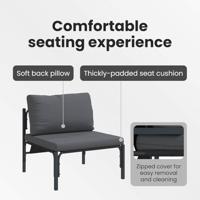 Tuinbankenset met kussen 12 pcs Zwart Staal - thumbnail