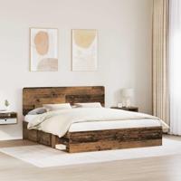Bedframe met hoofdeinde Oudhout 200 x 200 cm Massief grenenhout - thumbnail