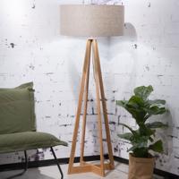 Good&Mojo Vloerlamp 'Everest' Bamboe en Eco linnen, kleur Donkerbeige - thumbnail
