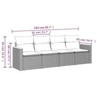 4-delige Loungeset met kussens poly rattan grijs - thumbnail