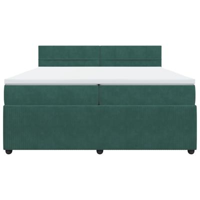 Boxspring met matras fluweel donkergroen 200x200 cm - thumbnail