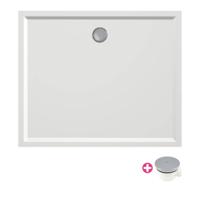 Douchebak Xenz Mariana | 120x100x4 cm | Incl.Afvoersifon-Chroom | Acryl | Rechthoekig | Wit mat - thumbnail
