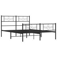 Bedframe met hoofd- en voeteneinde metaal zwart 135x190 cm - thumbnail