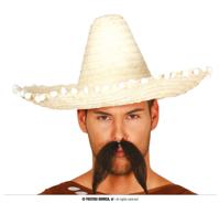 Mexicaanse Strohoed Naturel Met Bolletjes (45cm) - thumbnail