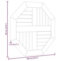 Tafelblad achthoekig 60x60x2,5 cm massief teakhout - thumbnail