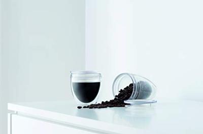 Set van 2 bekers - BODUM - Pavina To Go - Dubbelwandig plastic - Luchtdicht deksel - 20 cl - Transparant