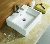 Waskom Sanilux Straight Keramiek 53x42x15cm Rechthoek wit (exclusief waste) - thumbnail