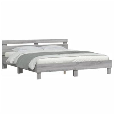 Bedframe met hoofdeinde bewerkt hout grijs sonoma 180x200 cm