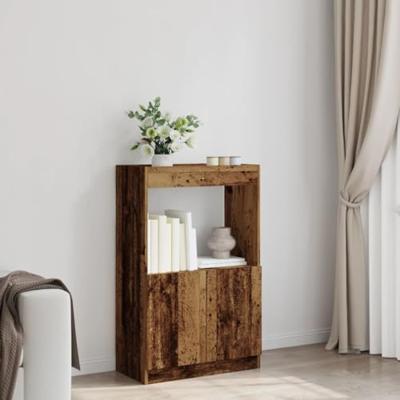 Hoge kast 63x33x100 cm bewerkt hout oud houtkleurig