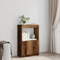 Hoge kast 63x33x100 cm bewerkt hout oud houtkleurig - thumbnail