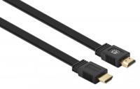 Manhattan 355650 HDMI-kabel HDMI Aansluitkabel HDMI-A-stekker, HDMI-A-stekker 15.00 m Zwart 4K UHD, Afgeschermd (dubbel), Plat, Platte uitvoering - thumbnail