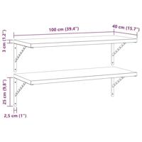 Wandschappen 2 st 100x40 cm roestvrijstaal zwart - thumbnail