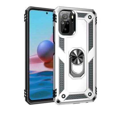Voor Xiaomi Redmi Note 10 / Note 10s Schokbestendige TPU + PC Beschermhoes met 360 graden roterende houder (zilver)