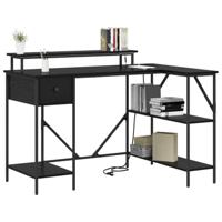 Bureau met lade Zwart eiken 120 x 79 x 86.5 cm Bewerkt hout - thumbnail