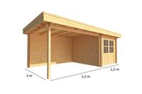 Blokhut, tuinhuisje met overkapping Lisa-Maja 600 cm bij 300 cm diep plat dak 7 Warentuin Collection - Warentuin collection - thumbnail