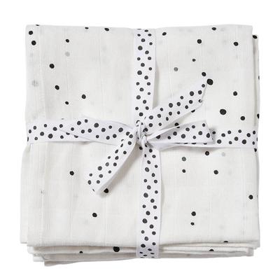 Done by Deer hydrofiele wikkeldekens 120x120 Dreamy dots (set van 2) Black/White Done by Deer hydrofiele wikkeldekens 120x120 Dreamy dots (set van 2) Black/White