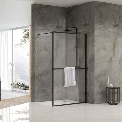 Inloopdouche Van Rijn ST04 Met Handdoekstang 100x200 cm 8 mm Helder Glas Zwart van Rijn