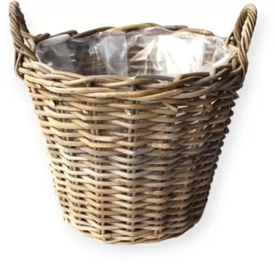 Van der Leeden Rotan Aardappelmand grote plantenmand 40x30cm antiek grijs