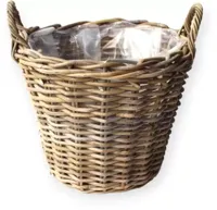 Van der Leeden Rotan Aardappelmand grote plantenmand 40x30cm antiek grijs - thumbnail