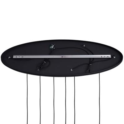 QAZQA Art deco hanglamp zwart met ovale plafondplaat en smoke glas