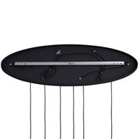 QAZQA Art deco hanglamp zwart met ovale plafondplaat en smoke glas - thumbnail