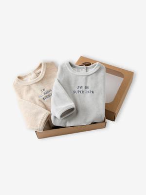 Set van 2 pyjama's voor babyjongens in fluweel / velours ijsblauw