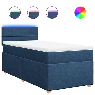 Boxspring met matras stof blauw 80x200 cm - thumbnail