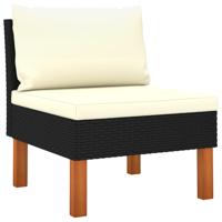 Tuinbank 3-zits met kussens poly rattan zwart - thumbnail