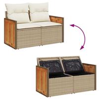 6-delige Loungeset met kussens poly rattan beige - thumbnail